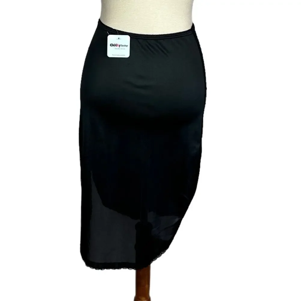 Black Half Slip Mini Skirt SMALL Vintage 60s Upcycled Lace Whimsigoth Witchy - Picture 5 of 6